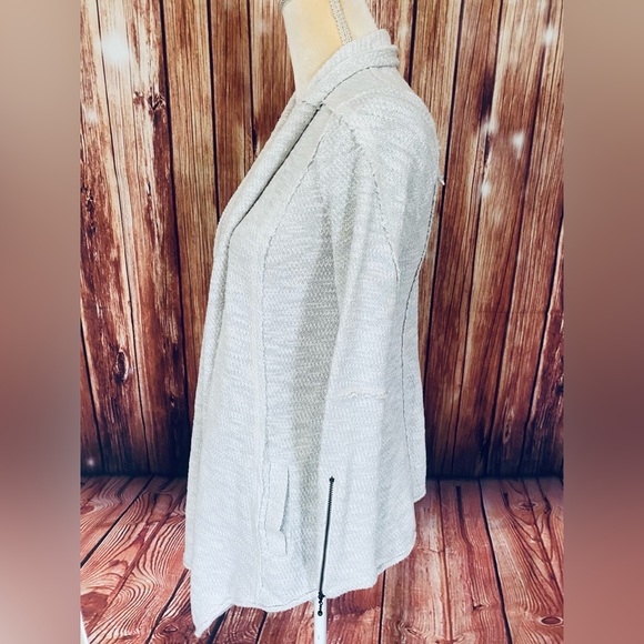 Women’s XS Sweater Cardigan Knox Rose Open Front Ivory Glitter Zip Sleeve Pocket - Picture 10 of 14